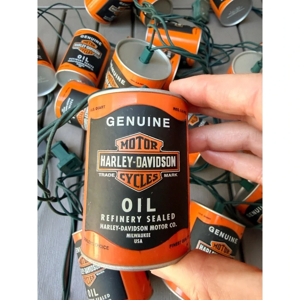 Harley Davidson Oil Can String Lights Vintage 2004 Garage Decor BE